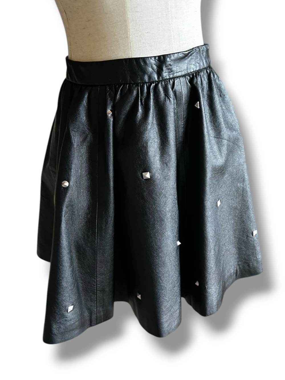 DIVIDED Faux Leather Studded Skater Skirt BLACK - Picture 5 of 10